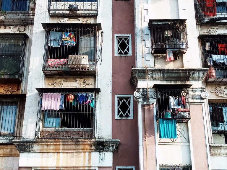 Balconies of deteriorating building